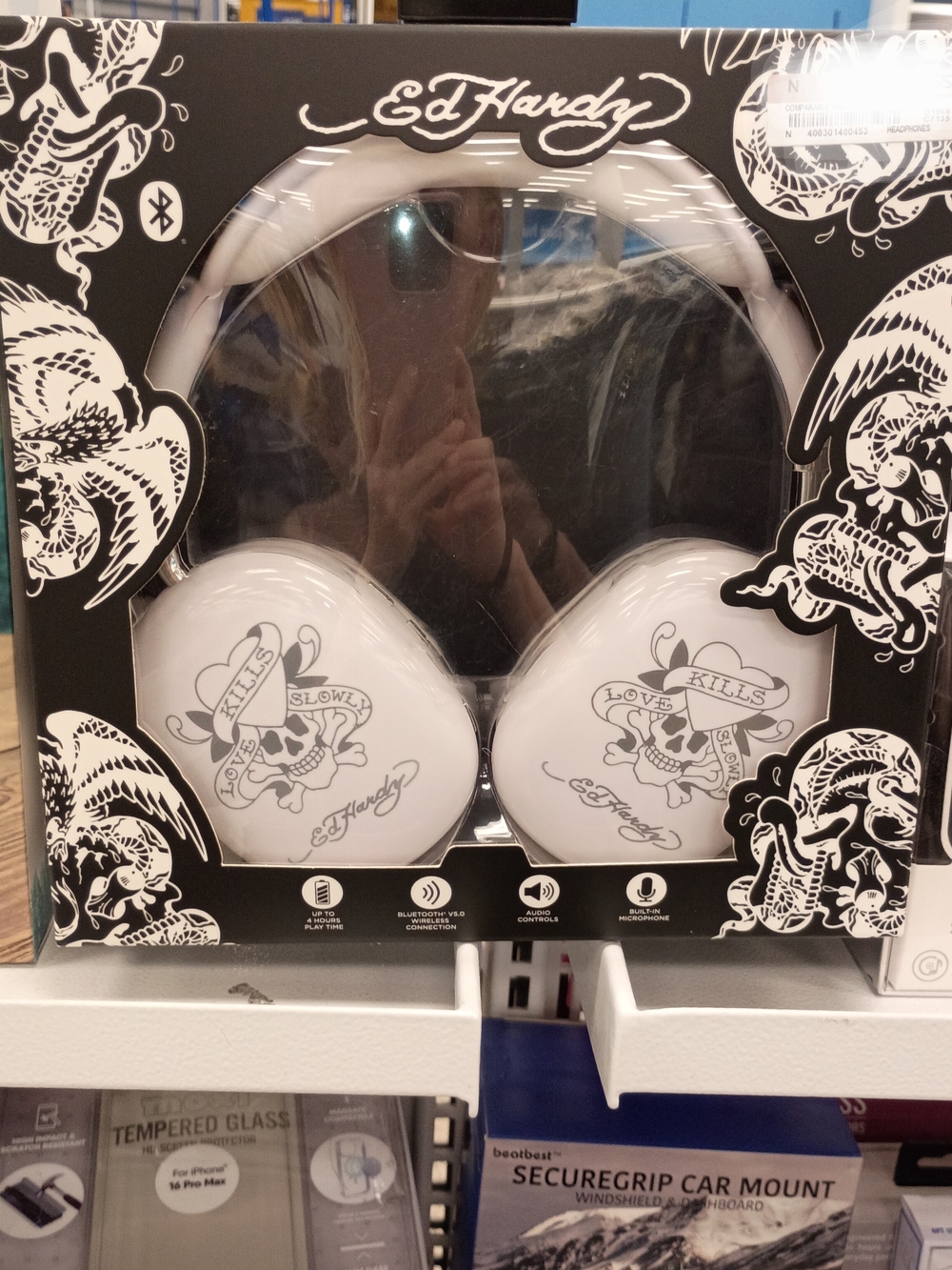 Ed Hardy White Skull Bluetooth Headphones